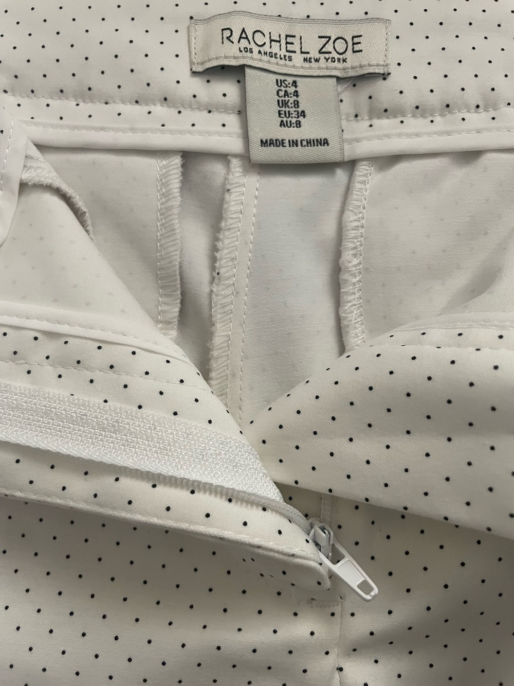 Rachel Zoe White Micro Polka Dot Shorts Pockets Size 4 - Picture 3 of 6